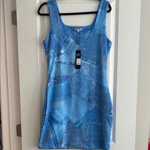 Fashion Nova Blue Combo Mini Dress